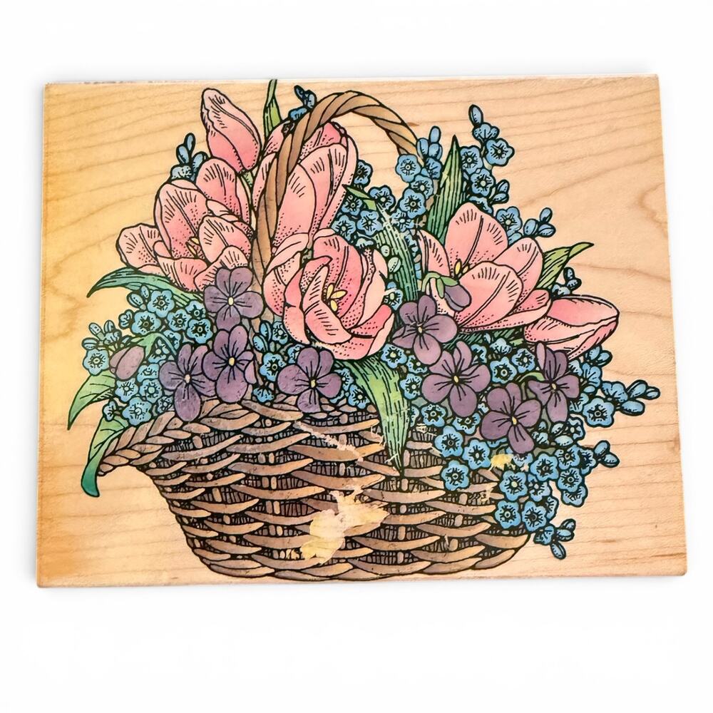 Hero Arts Super Tulip Basket S1202 Mounted Rubber Stamp
